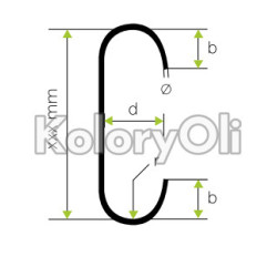 haczyk/zawieszka 50x2 RAMIĘ OBRÓCONE O 90C lakiernicza Drut Miedziowany długość 50 mm, fi 2 mm KO-Z1434