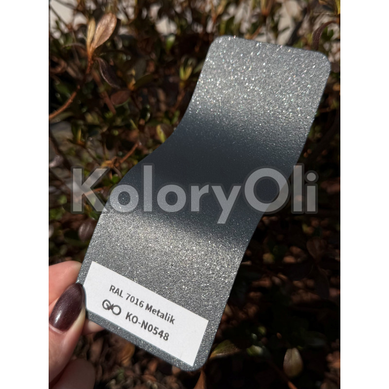 RAL 7016 Farba Proszkowa Poliestrowa Kolor Szary Antracyt Metalik Półmat drobna struktura (35-45 glosów) KO-N0548